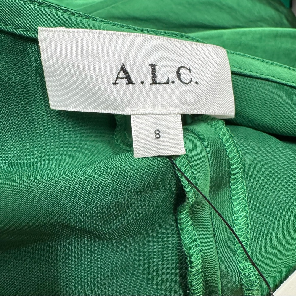 NWT A.L.C. Blakely Cutout Satin Dress Kelly Green Cocktail Party Midi 8 - Picture 4 of 6
